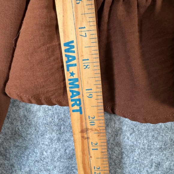 Altar'd State Brown Ruched‎ Long Sleeve Peplum Top Size M Peasant Forest Fairy - Picture 7 of 8